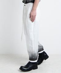 2501-PT04 Linen Layered Tuck Pants White