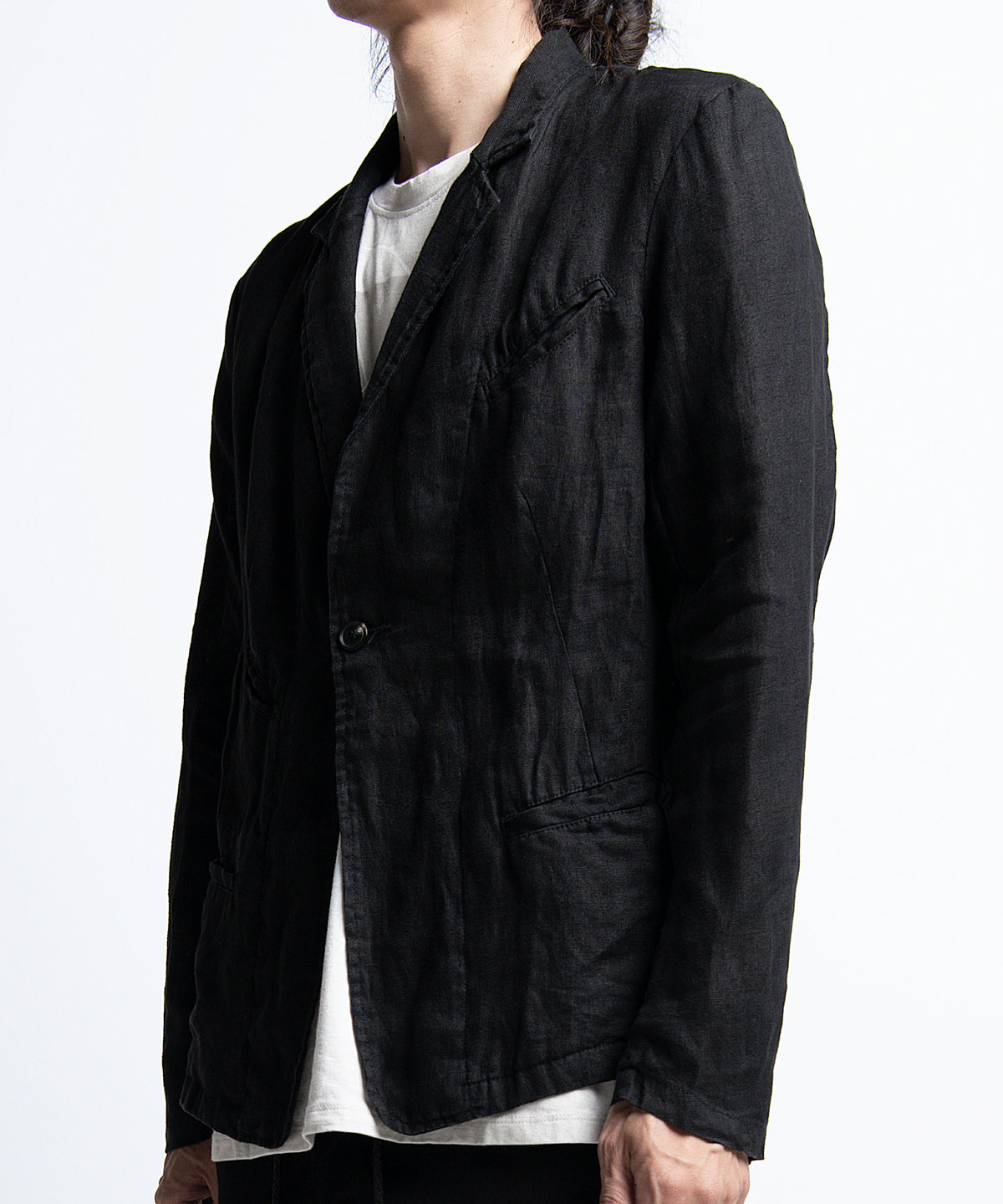 2401-JK03 Linen Tailored Jacket 05 Black