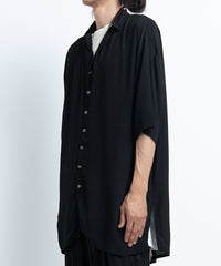 2401-SH03 Splash Crepe Rayon Lazy Shirt Black