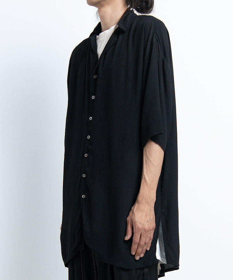 2401-SH03 Splash Crepe Rayon Lazy Shirt Black