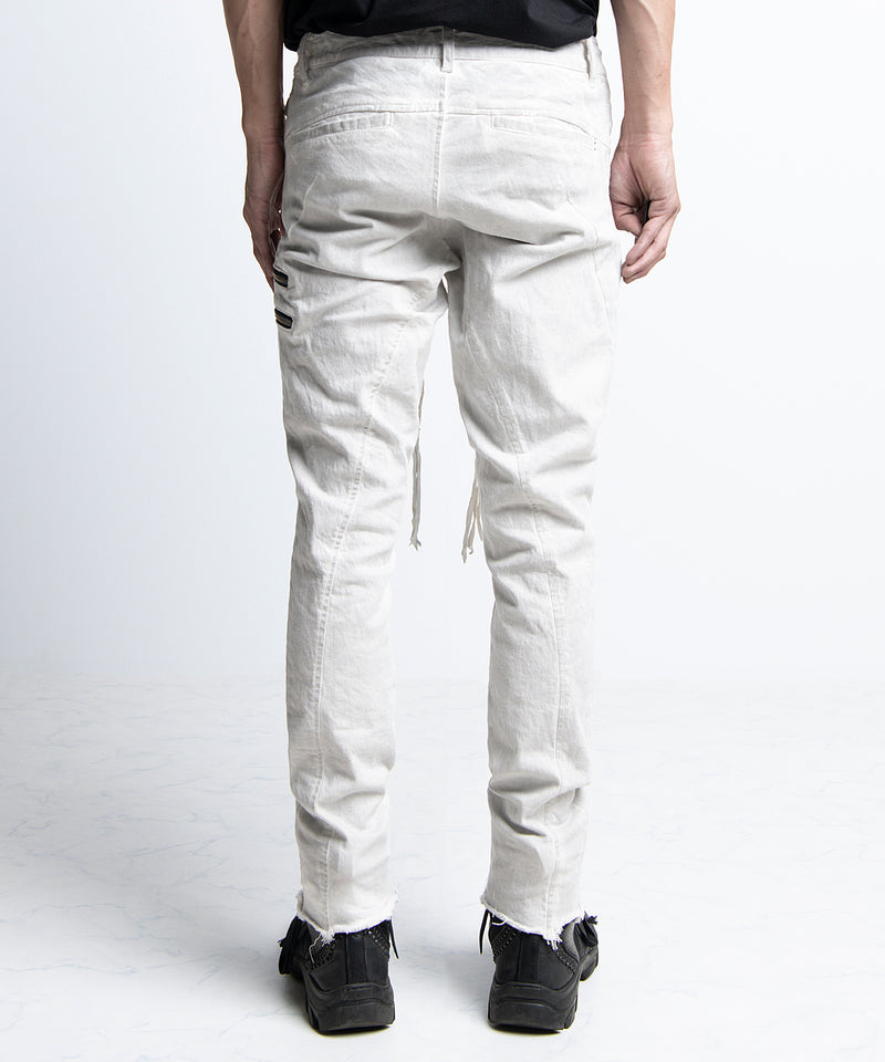 2401-PT01 Double Zip Stretch Twill Pants 01 Dirty White