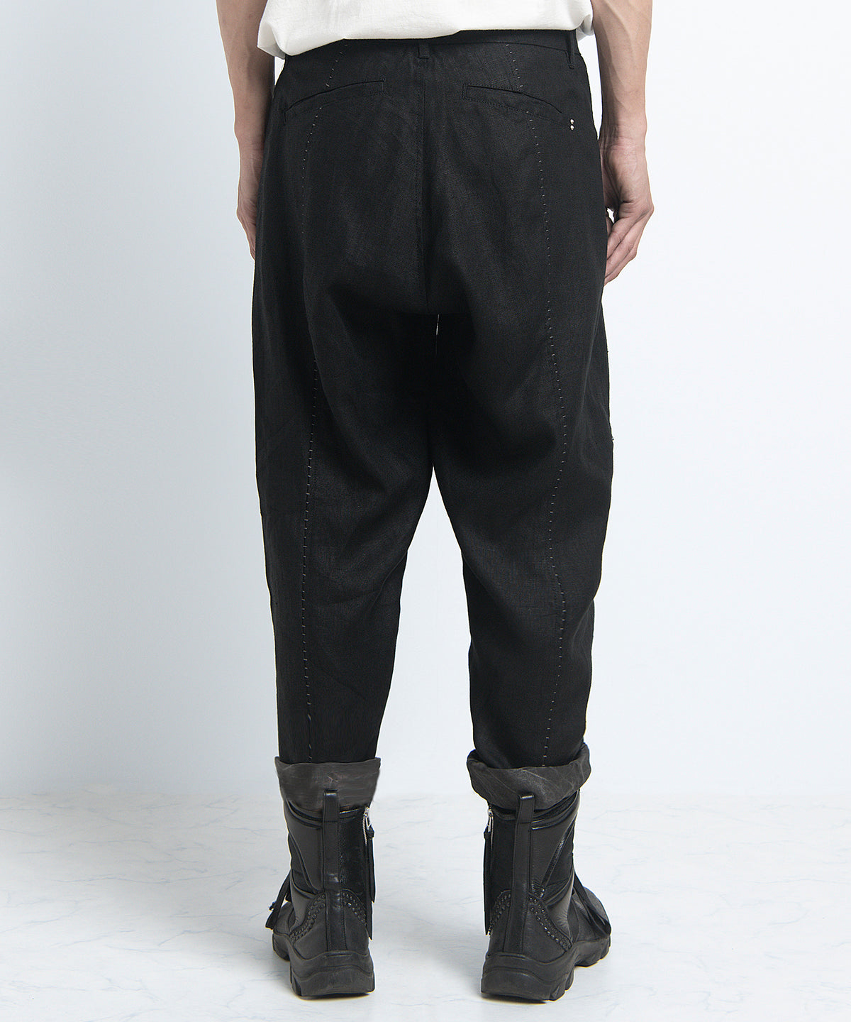 2401-PT03 Linen Layered Pants 05 Black