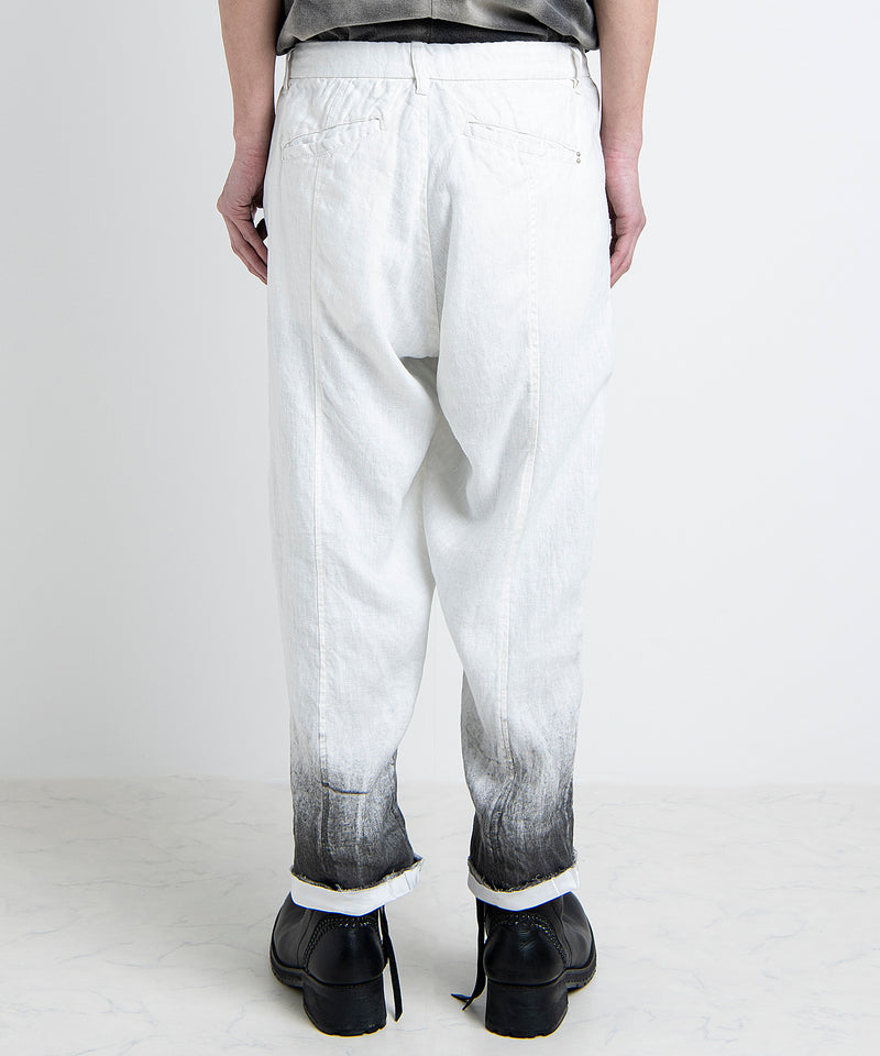 2501-PT04 Linen Layered Tuck Pants White