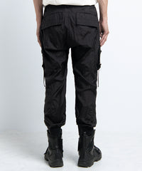 2401-PT05 Black Metal Parachute Pants 02 Black