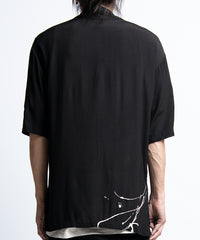 2401-SH09 Splash Crepe Rayon Slim Shirt Black