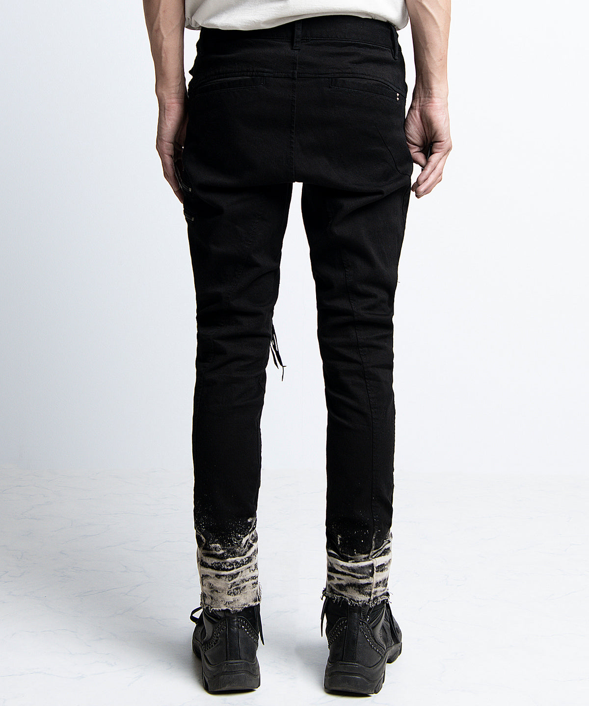 2401-PT02 Double Zip Stretch Twill Pants 02 Black