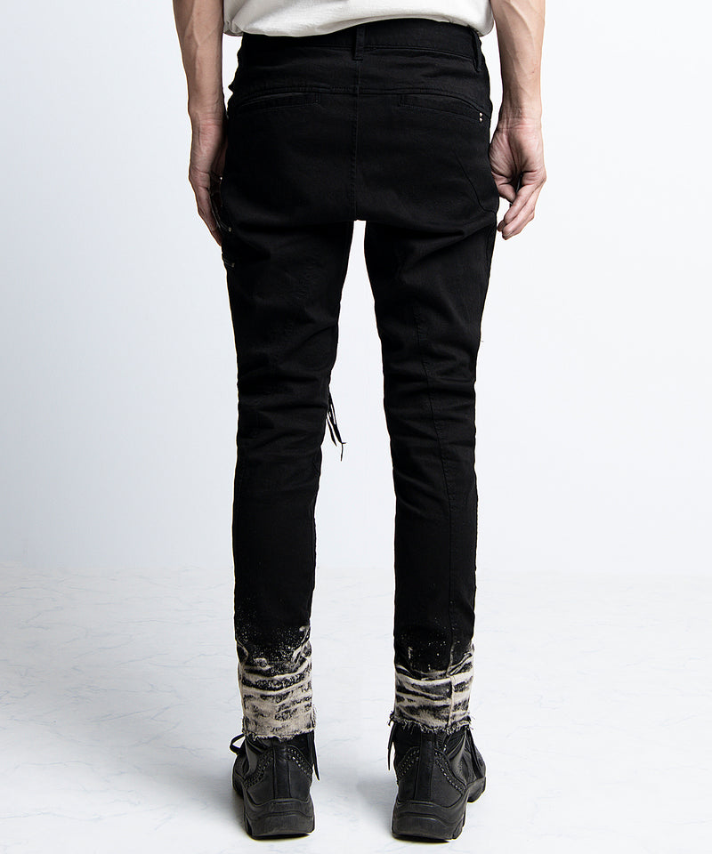 2401-PT02 Double Zip Stretch Twill Pants 02 Black