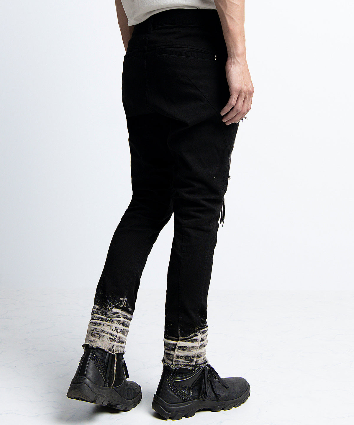 2401-PT02 Double Zip Stretch Twill Pants 02 Black