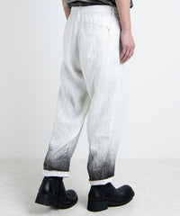 2501-PT04 Linen Layered Tuck Pants White