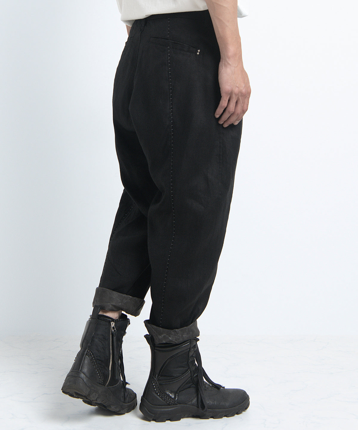 2401-PT03 Linen Layered Pants 05 Black