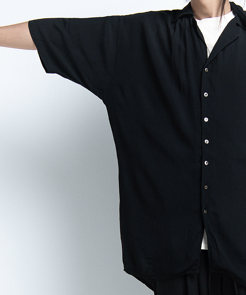 2401-SH03 Splash Crepe Rayon Lazy Shirt Black