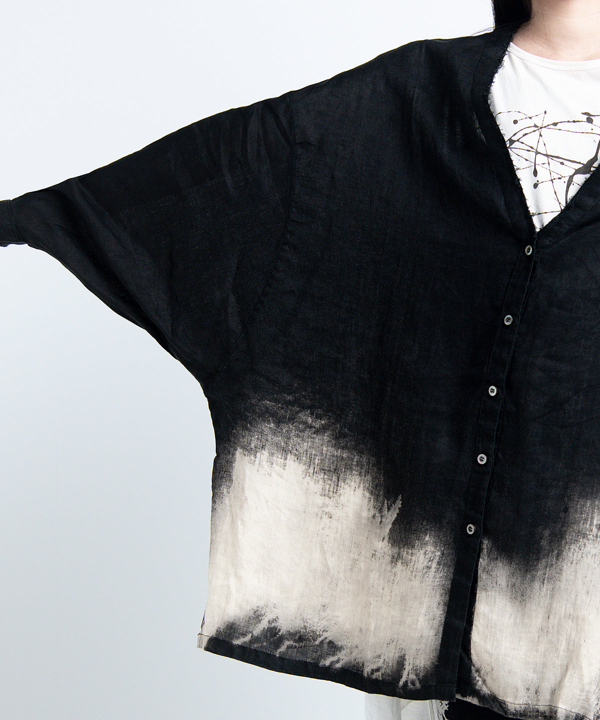 2401-SH11 Discharged Linen Kimono Shirt