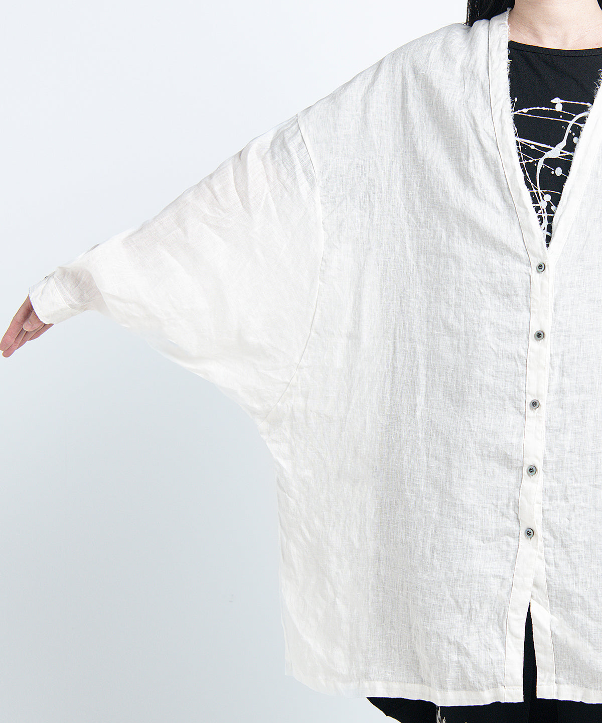 2401-SH12 Linen Kimono Shirt White