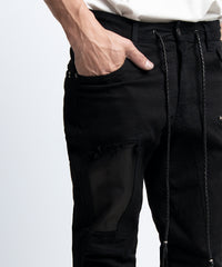 2401-PT02 Double Zip Stretch Twill Pants 02 Black