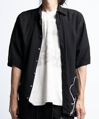 2401-SH09 Splash Crepe Rayon Slim Shirt Black