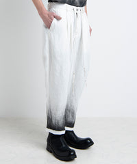 2501-PT04 Linen Layered Tuck Pants White