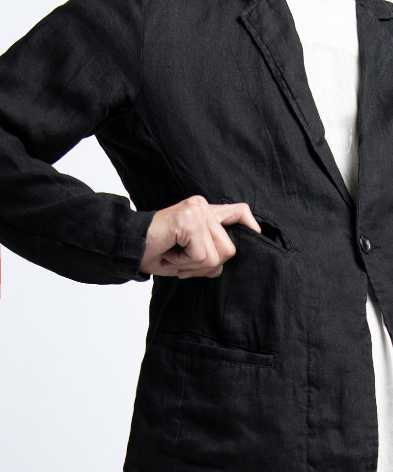 2401-JK03 Linen Tailored Jacket 05 Black