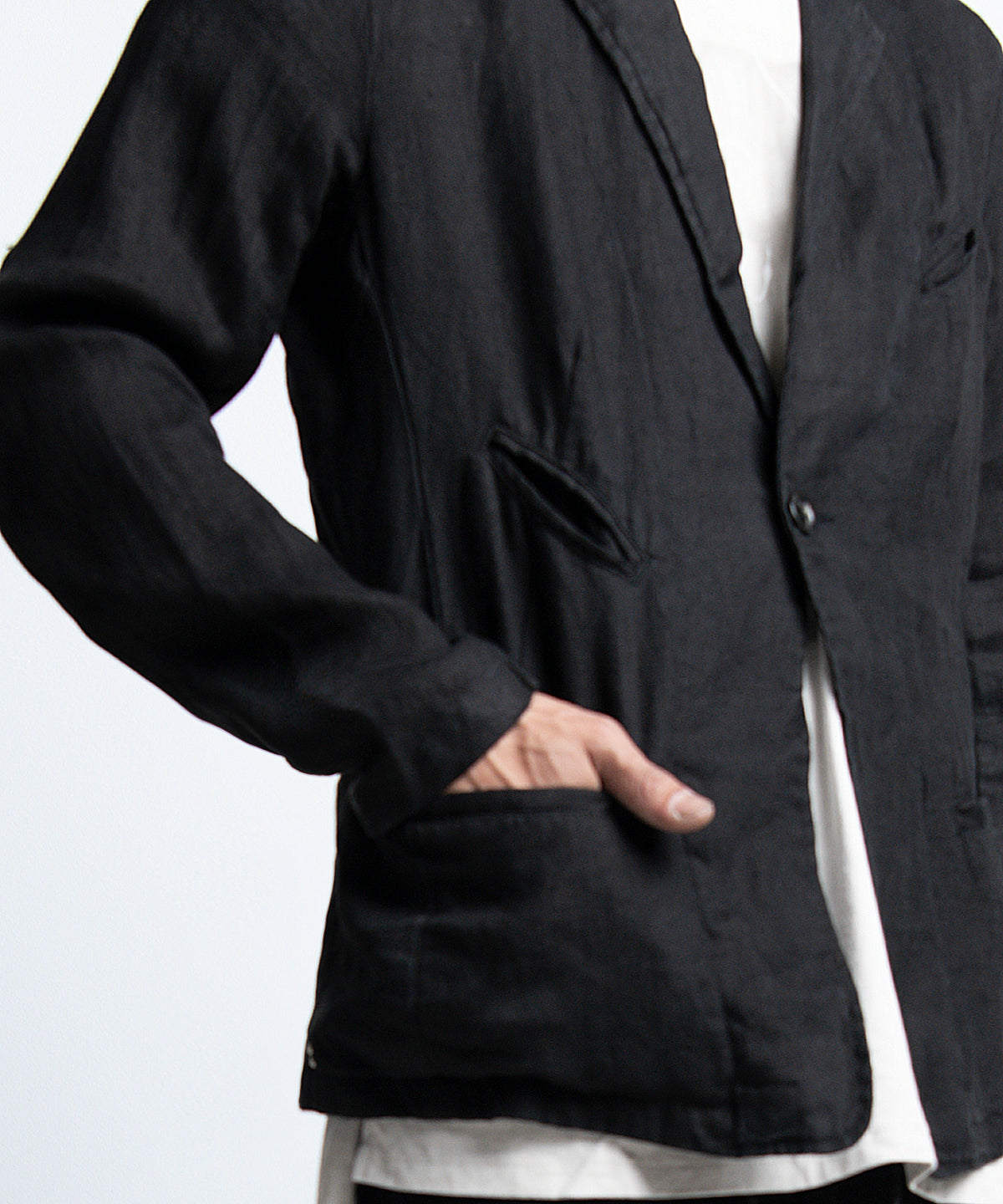 2401-JK03 Linen Tailored Jacket 05 Black