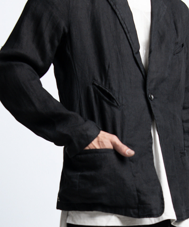 2401-JK03 Linen Tailored Jacket 05 Black