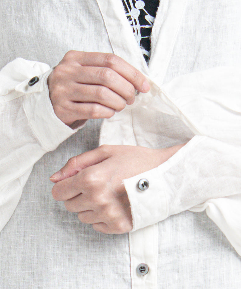 2401-SH12 Linen Kimono Shirt White