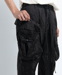 2401-PT05 Black Metal Parachute Pants 02 Black