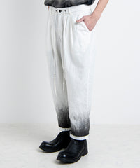 2501-PT04 Linen Layered Tuck Pants White