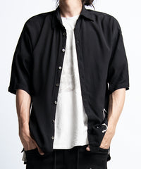 2401-SH09 Splash Crepe Rayon Slim Shirt Black