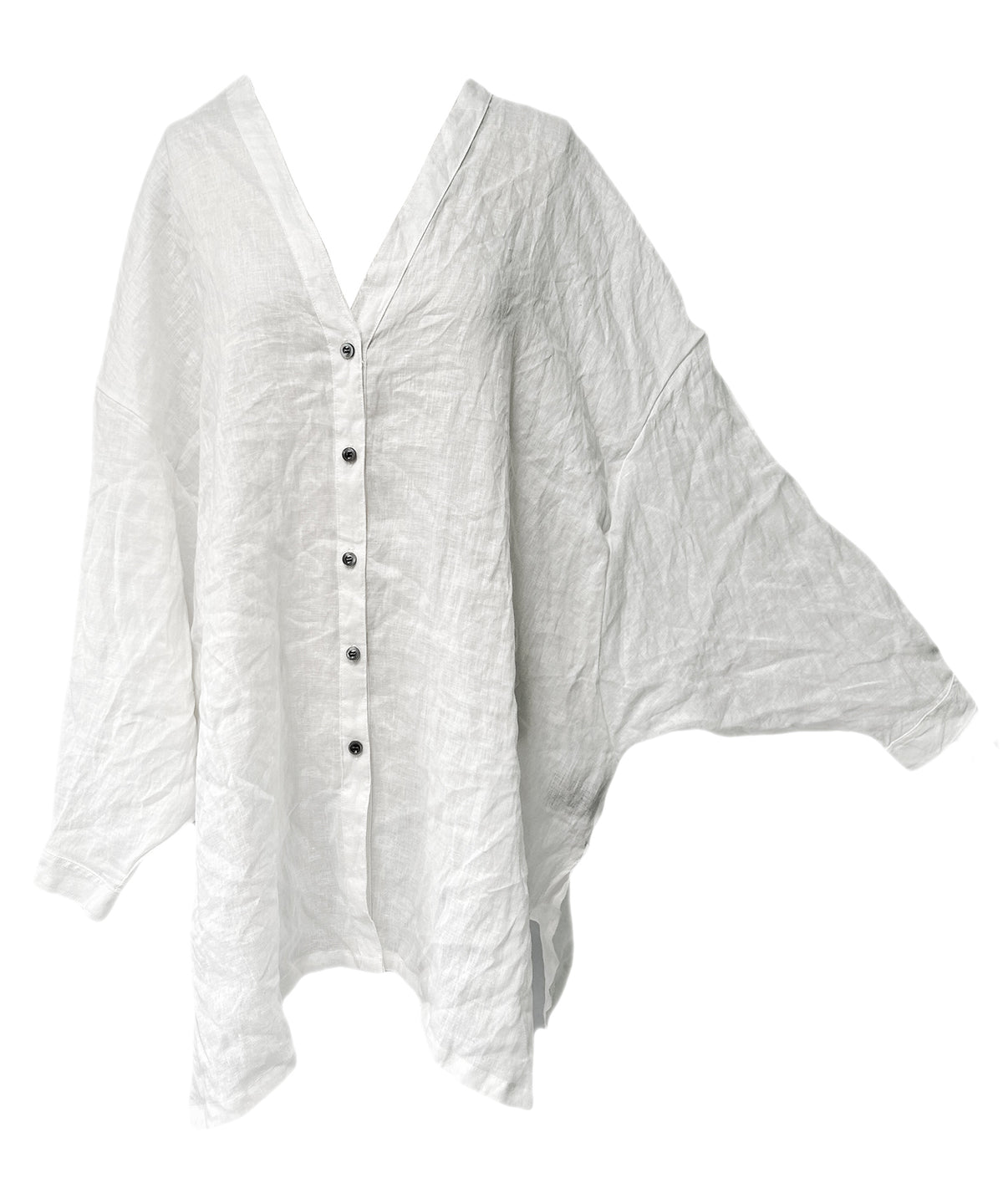 2401-SH12 Linen Kimono Shirt White