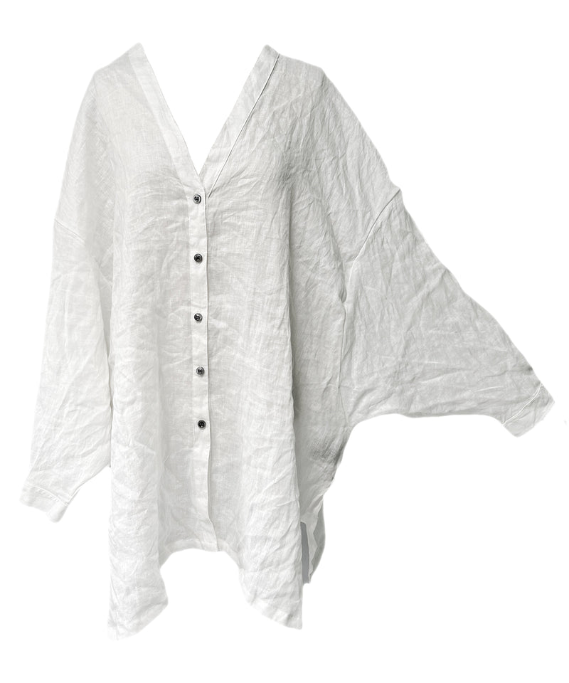 2401-SH12 Linen Kimono Shirt White
