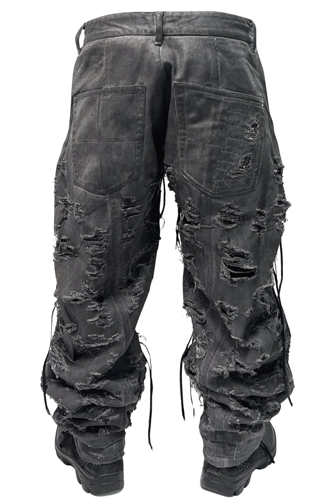 2502-PT03 Coating Side Shirring Slash Pants_Charcoal