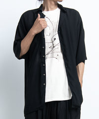 2401-SH03 Splash Crepe Rayon Lazy Shirt Black