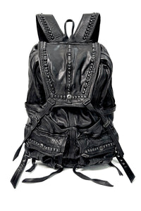 2402-BG04 Black Metal Backpack 02 (All Leather)