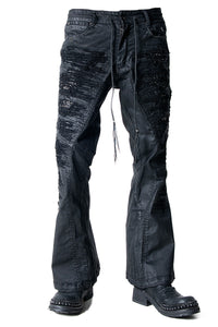 2502-PT19 Coating Crush Stretch Twill Flare Pants / STD_Black