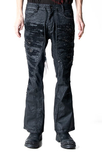 2502-PT19 Coating Crush Stretch Twill Flare Pants / STD_Black