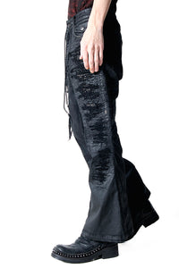 2502-PT19 Coating Crush Stretch Twill Flare Pants / STD_Black