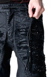 2502-PT19 Coating Crush Stretch Twill Flare Pants / STD_Black