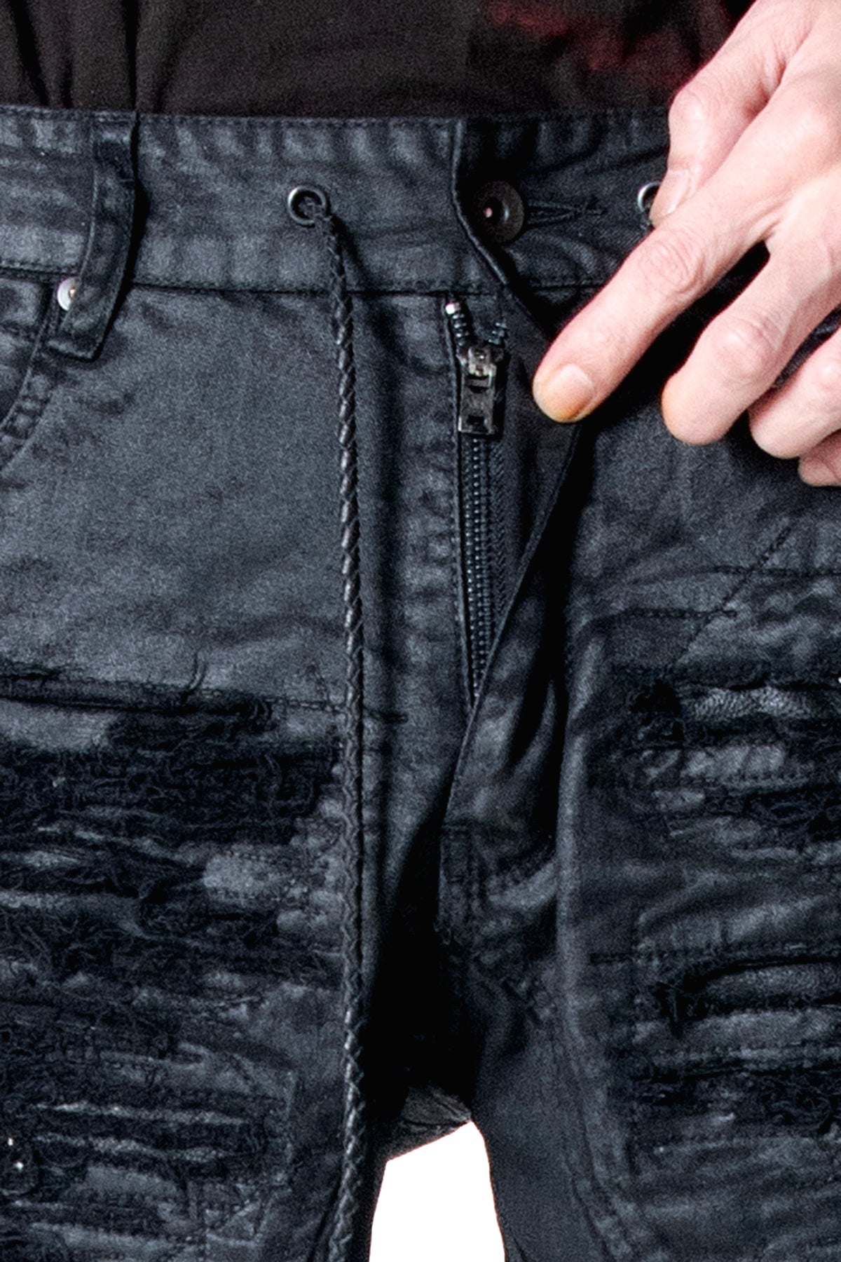 2502-PT19 Coating Crush Stretch Twill Flare Pants / STD_Black