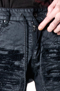 2502-PT19 Coating Crush Stretch Twill Flare Pants / STD_Black