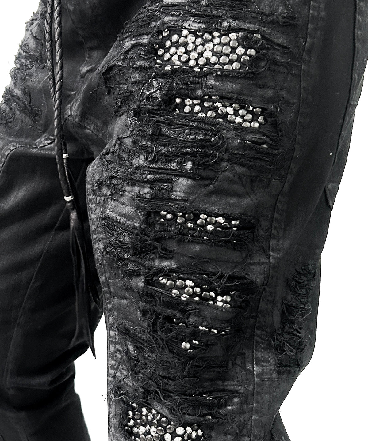 2502-PT19 Coating Crush Stretch Twill Flare Pants / STD_Black