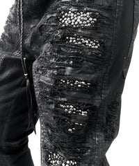 2502-PT19 Coating Crush Stretch Twill Flare Pants / STD_Black