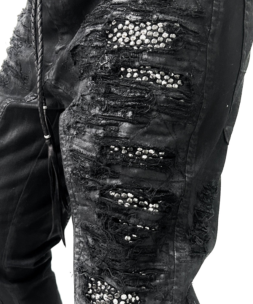 2502-PT07 Coating Crush Stretch Twill Pants / STD_Black