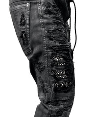 2502-PT07 Coating Crush Stretch Twill Pants / STD_Black