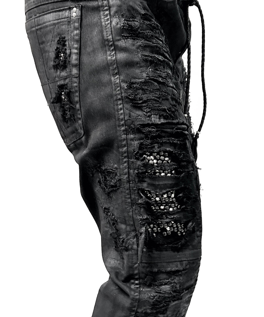 2502-PT07 Coating Crush Stretch Twill Pants / STD_Black