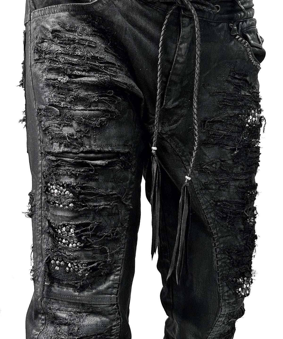 2502-PT19 Coating Crush Stretch Twill Flare Pants / STD_Black