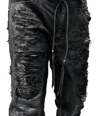 2502-PT19 Coating Crush Stretch Twill Flare Pants / STD_Black