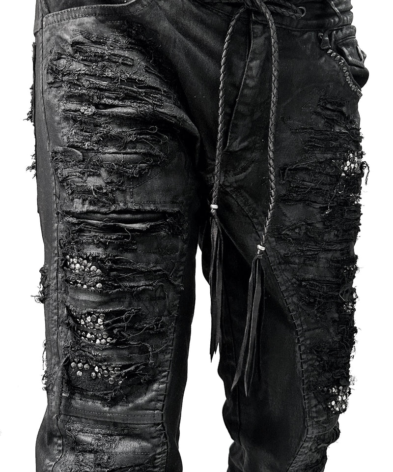 2502-PT19 Coating Crush Stretch Twill Flare Pants / STD_Black