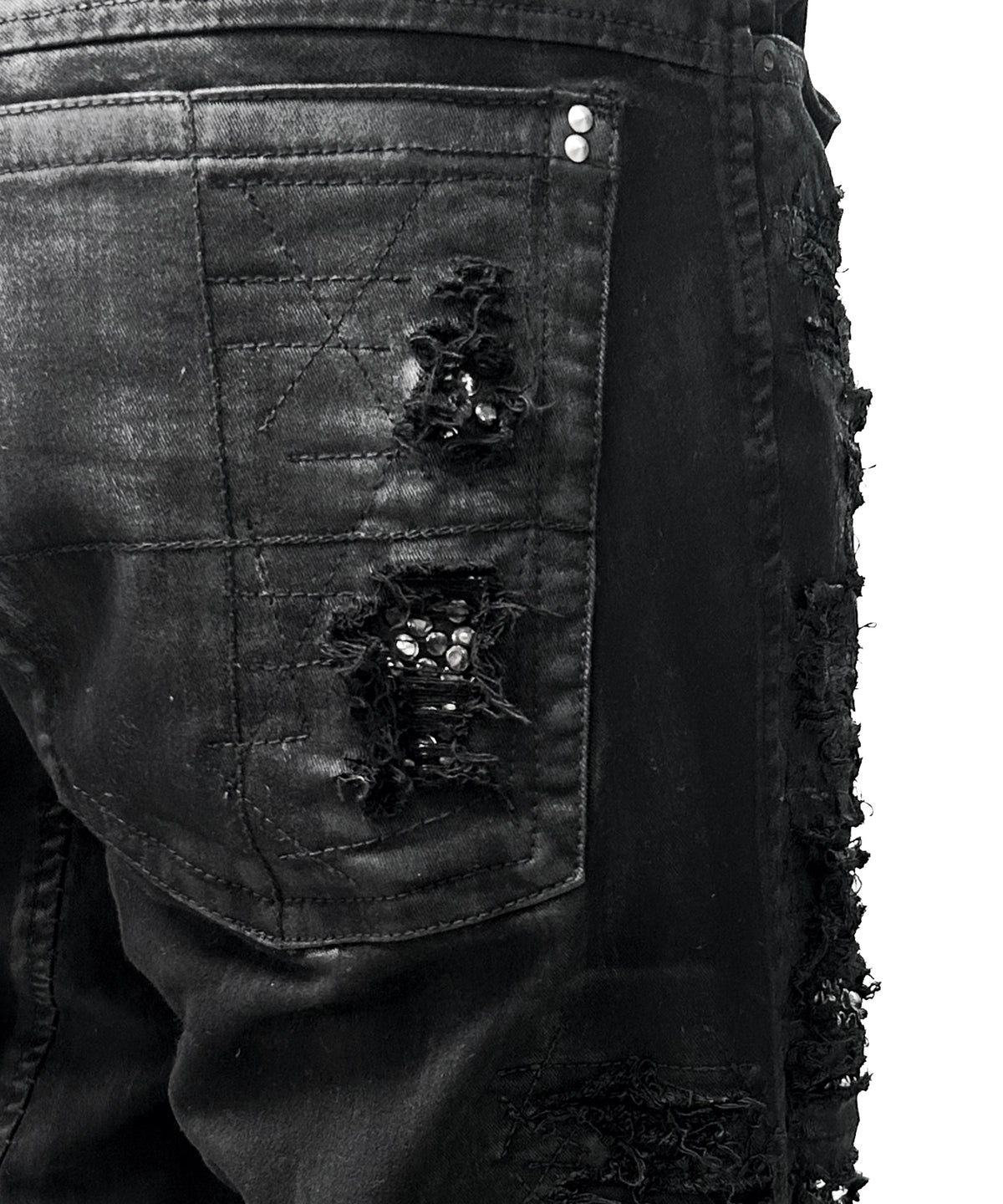 2502-PT07 Coating Crush Stretch Twill Pants / STD_Black