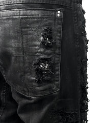 2502-PT07 Coating Crush Stretch Twill Pants / STD_Black