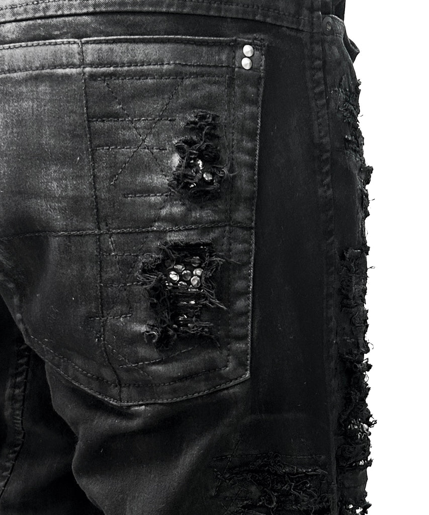 2502-PT07 Coating Crush Stretch Twill Pants / STD_Black