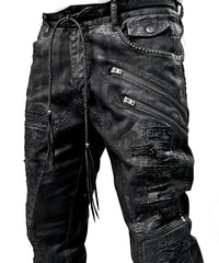 2502-PT18 Coating Double Zip Stretch Flare Pants